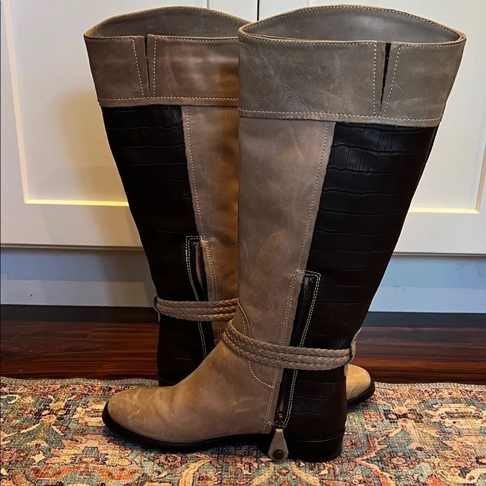 Fabianelli Tan Brown Italian Leather Boots Knee-high Boots Size EU37